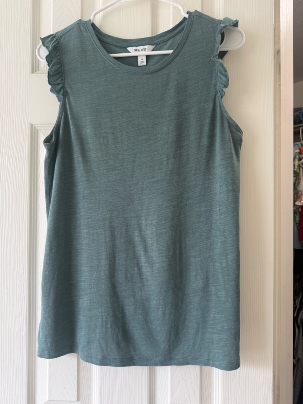 Nine West Women's Ruffle Sleeve Tank in Teal